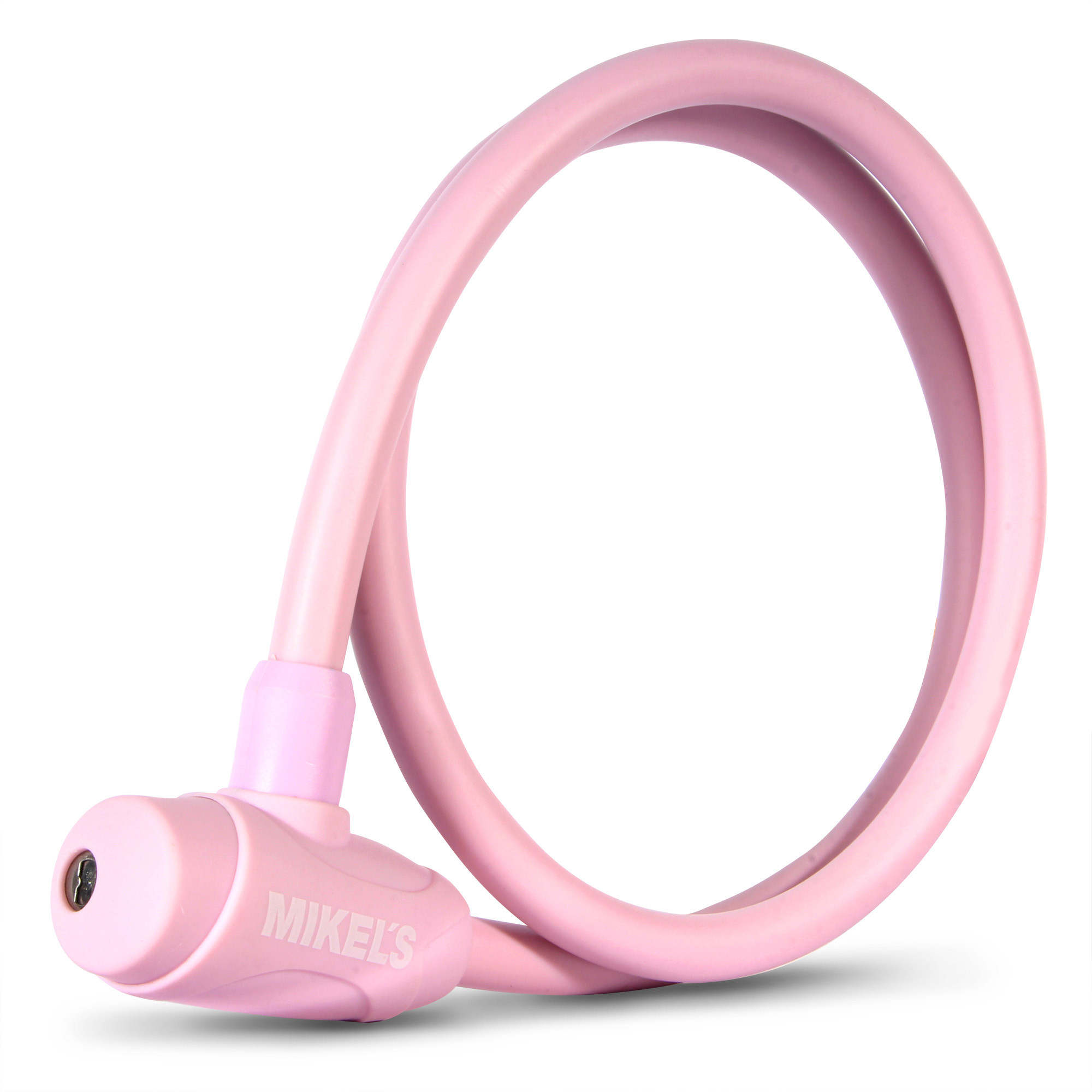 CABLE CANDADO CON LLAVES, COLOR ROSA (1 MT)
