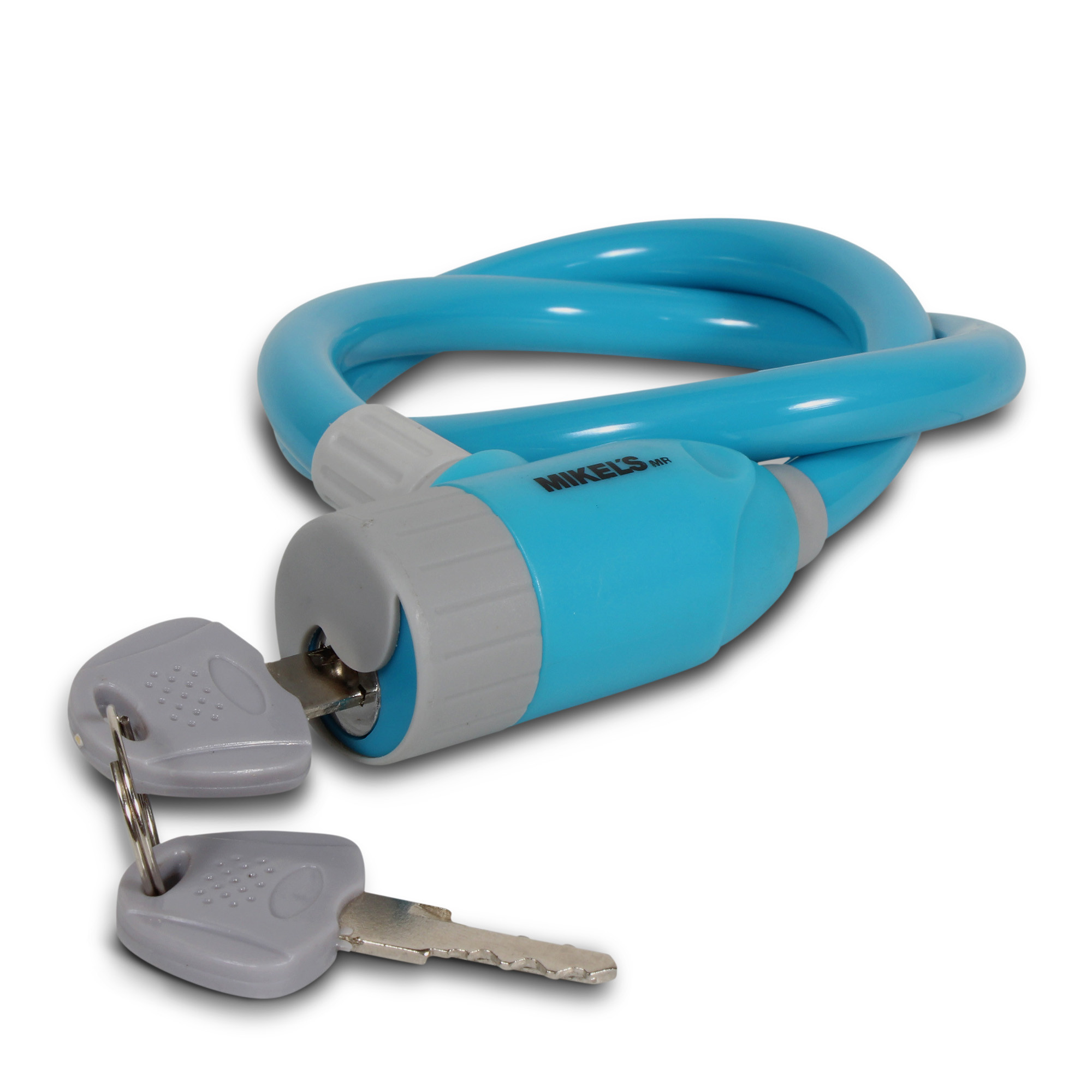 CABLE CANDADO CON LLAVES, COLOR AZUL (65 CMS)