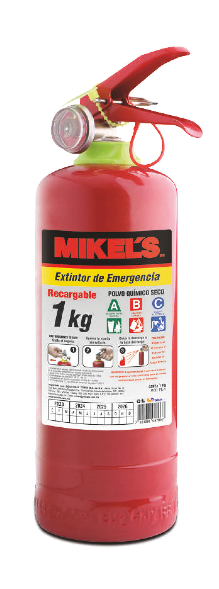 EXTINTOR DE EMERGENCIA RECARGABLE (1 KG)