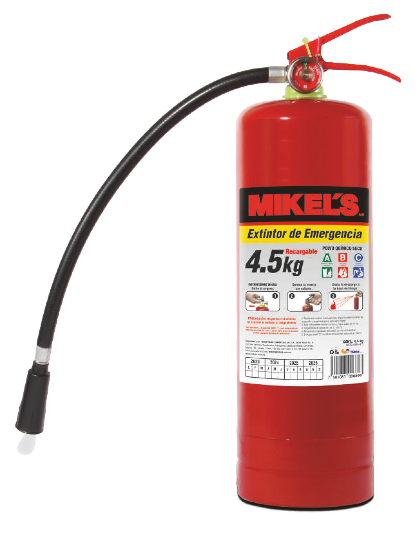 EXTINTOR DE EMERGENCIA RECARGABLE (4.5 KGS)