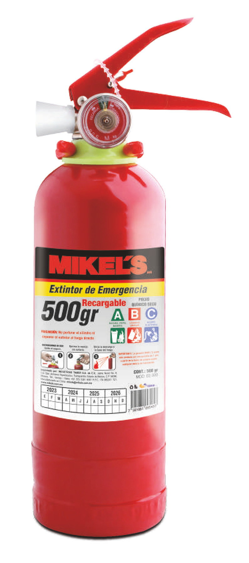 EXTINTOR DE EMERGENCIA RECARGABLE (500 GRS)