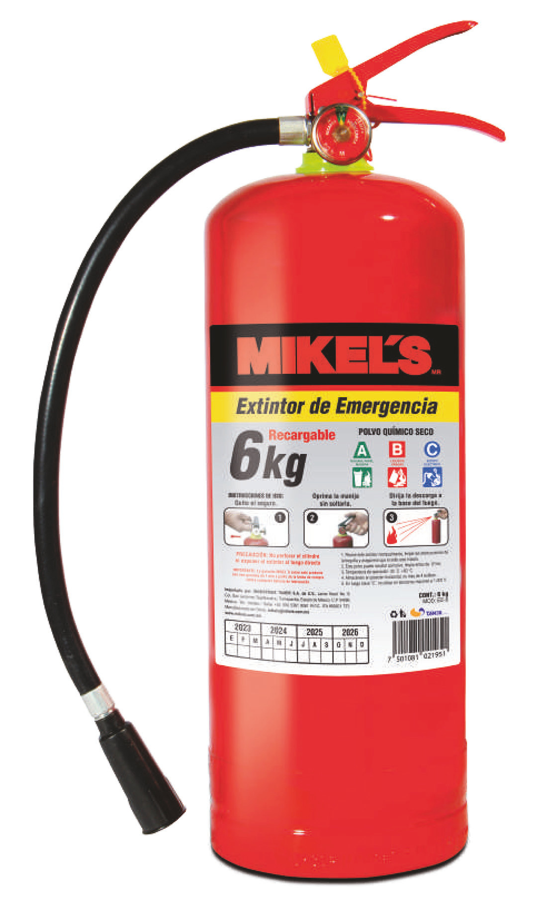 EXTINTOR DE EMERGENCIA RECARGABLE  (6 KGS)