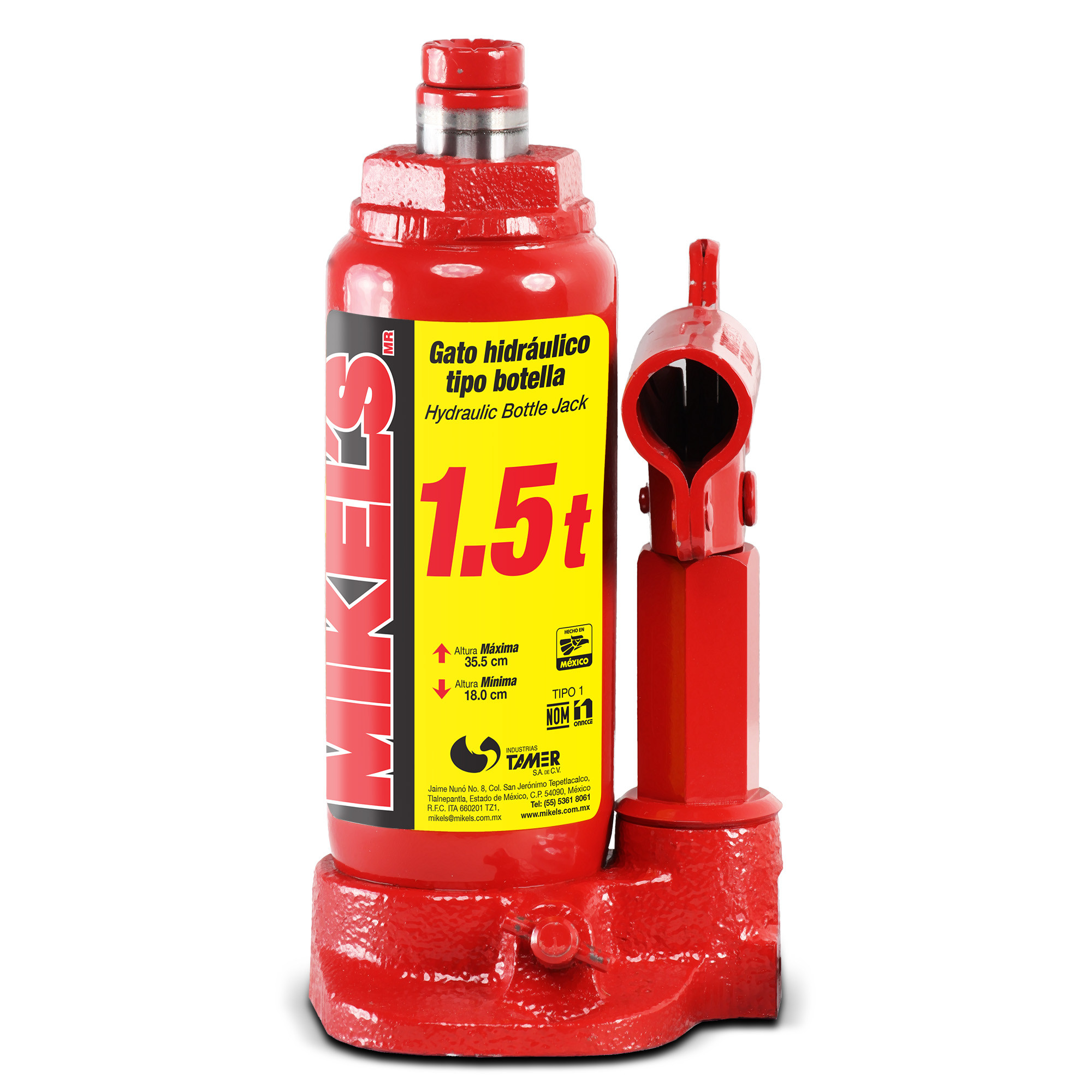 GATO HIDRÁULICO DE BOTELLA CON TORNILLO DE EXTENSIÓN (1.5 TON)