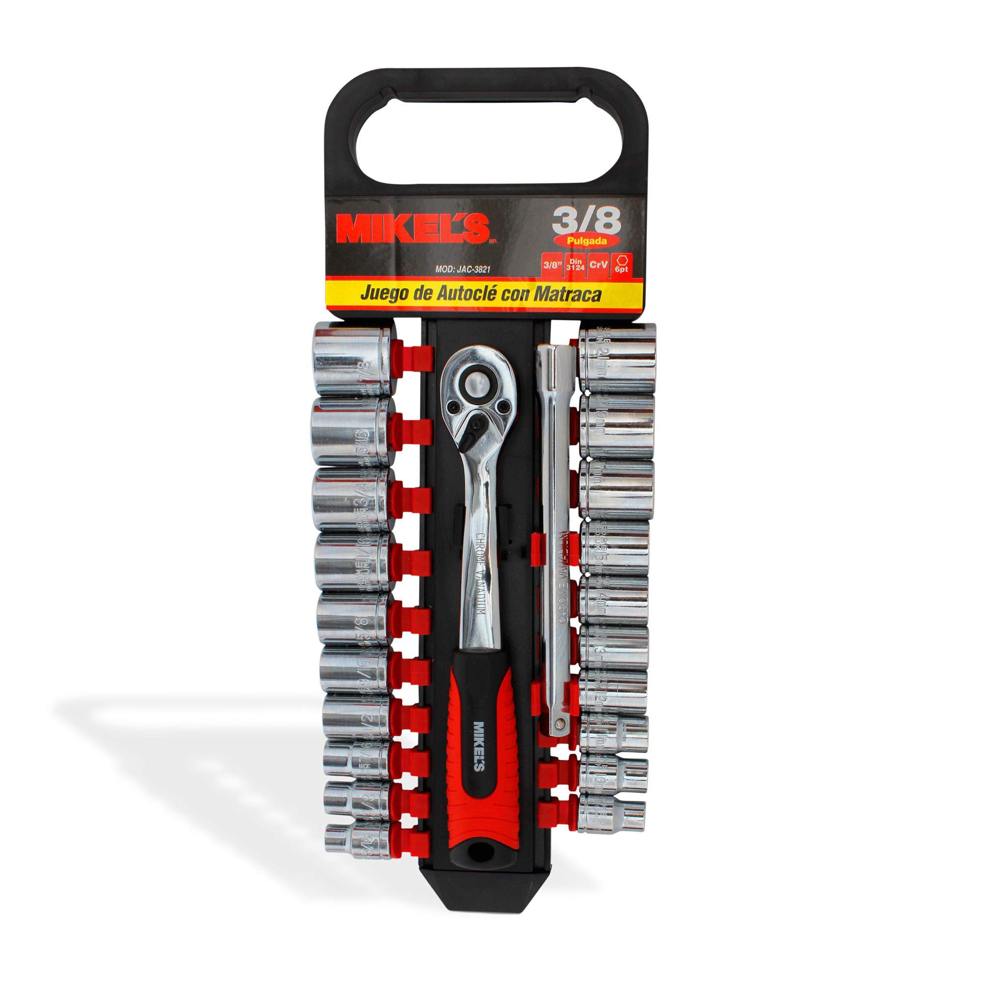 JUEGO DE DADOS CON MATRACA 3/8” (22 PZAS)